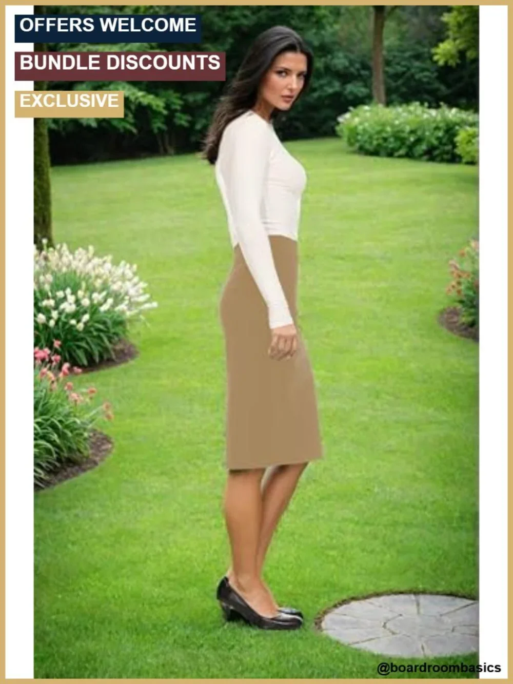 Tailored Fit Knee Length Bodycon Pencil Skirt - Rayon Blend Stretch